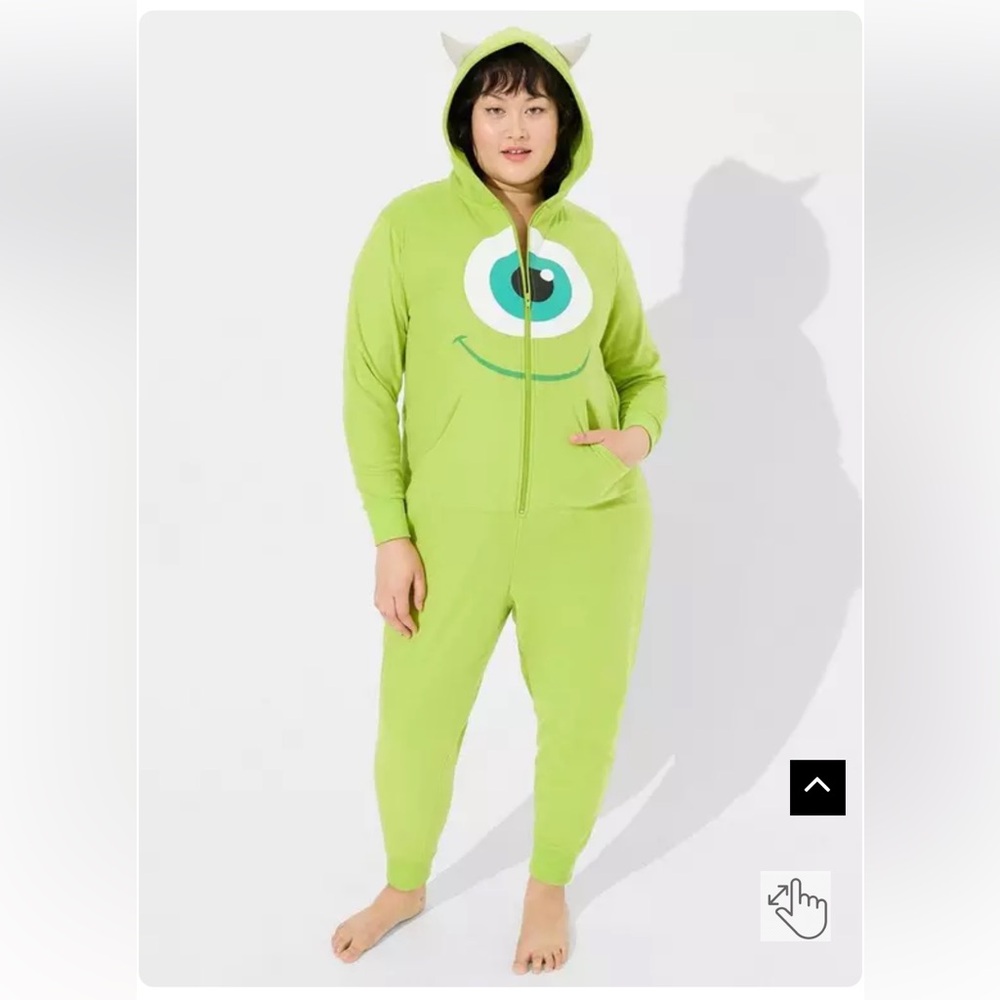 Monster’s Inc Onesie with Hood TORRID SIZE 1/2 1X 2X Halloween Mike Wazowski